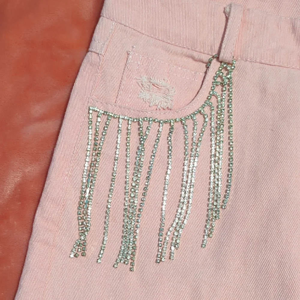 Pink Distressed Women Shorts with Fringe Detail - Picture 2 of 7